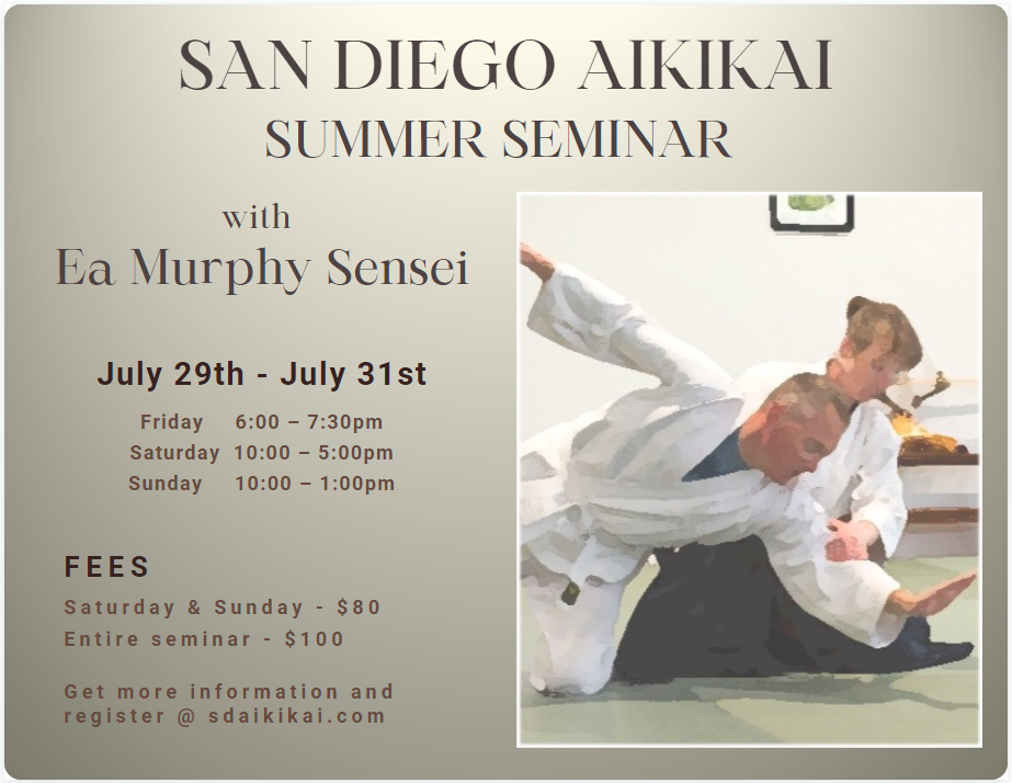 Poster for Seminar, showing the dates and times of the seminar and contact information: July 29th to July 31st 2022; more information at register@sdaikikai.com.